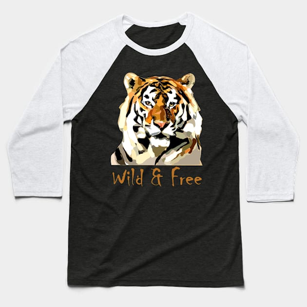 Wild and Free tiger illustration Baseball T-Shirt by Impression Style